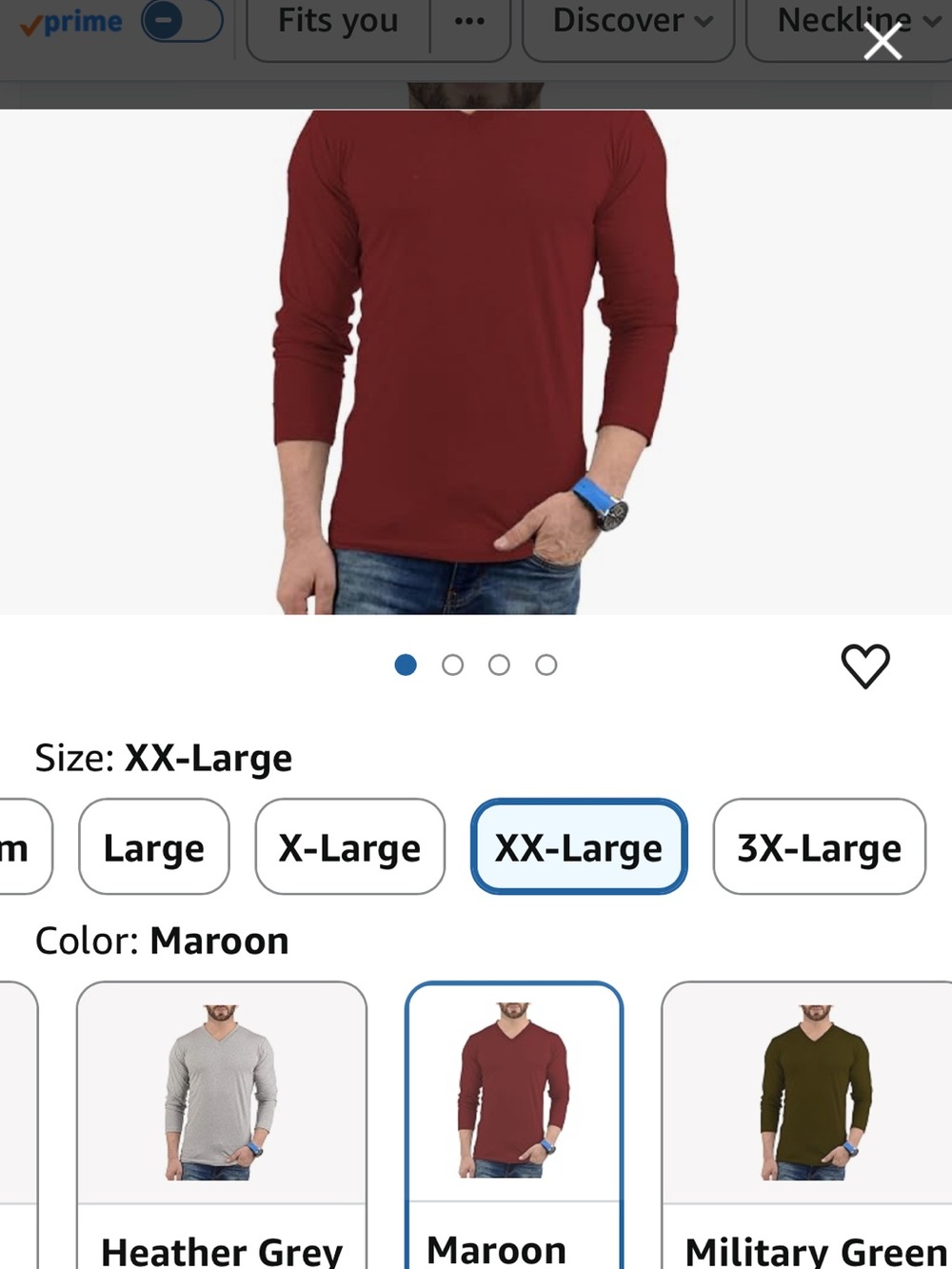 ecru Maroon Long-Sleeve V-Neck Shirt